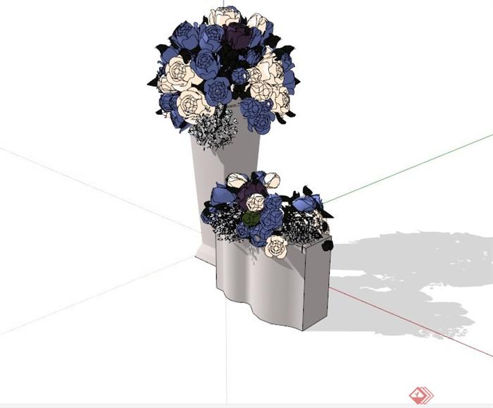 室内花球花瓶组合设计SU模型(1)