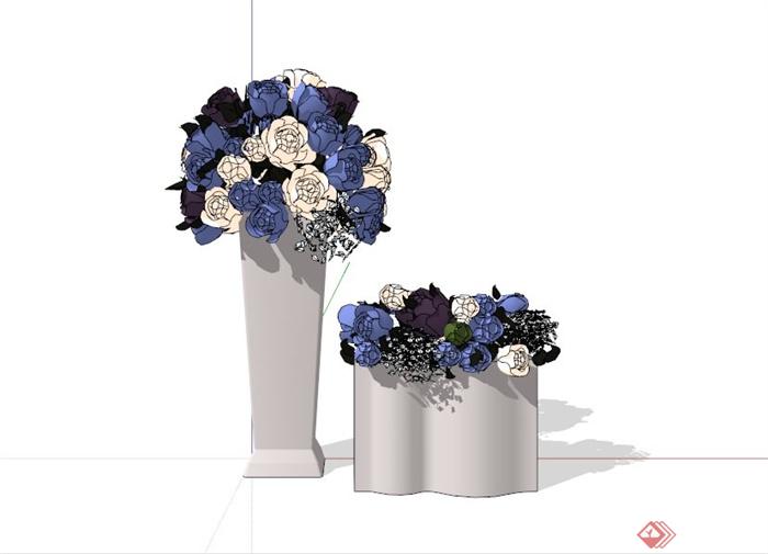 室内花球花瓶组合设计SU模型(3)