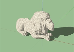 精致详细狮子雕塑设计SU(草图大师)模型