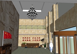 现代风格文化展馆大厅设计SU(草图大师)模型