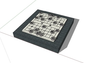 中国风格象棋雕塑小品设计SU(草图大师)模型