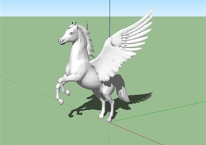 带翅膀的马雕塑小品设计SU(草图大师)模型