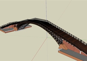 某景区木制拱形园桥设计SU(草图大师)模型