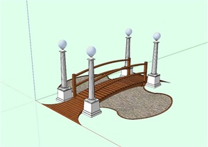 现代木制拱形景观桥设计SU(草图大师)模型