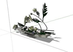 现代室内植物装饰摆盆设计SU(草图大师)详细模型