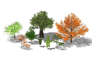 多棵不同的大树组合设计SU(草图大师)模型