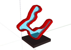 现代红色玻璃拼接抽象雕塑SU(草图大师)模型