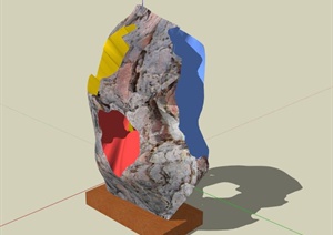 五彩石头抽象雕塑设计SU(草图大师)模型