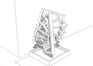 木条拼接抽象雕塑设计SU(草图大师)模型