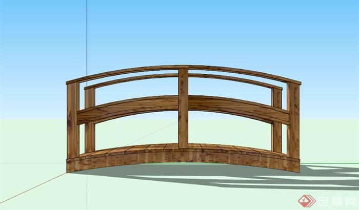 现代简约木制景观桥设计SU模型(3)