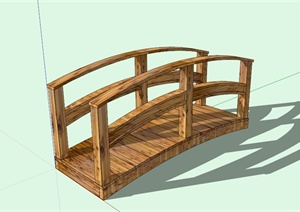 现代简约木制景观桥设计SU(草图大师)模型