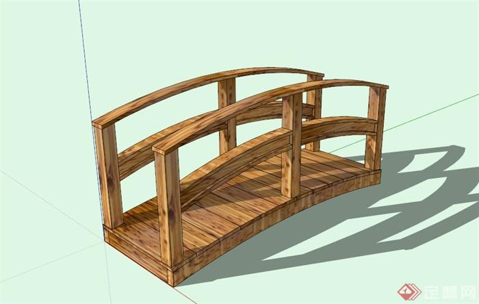 现代简约木制景观桥设计SU模型(1)