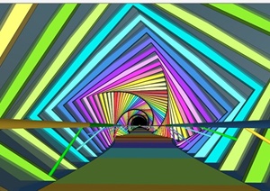 现代创意彩虹景观桥设计SU(草图大师)模型