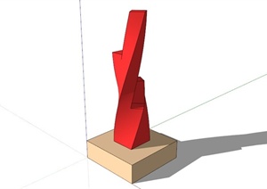 现代简约红色抽象雕塑设计SU(草图大师)模型