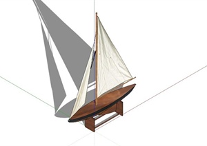 小白帆船雕塑设计SU(草图大师)模型