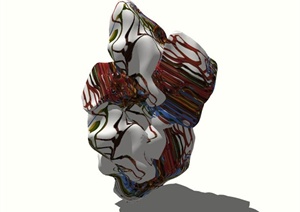 抽象彩色石头雕塑设计SU(草图大师)模型