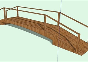 简约木栈道桥设计SU(草图大师)模型