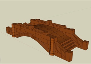 现代木质共形园桥设计SU(草图大师)模型