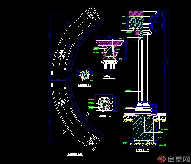 欧式廊架设计全套CAD施工图(3)