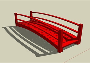 现代风格红色景观桥设计SU(草图大师)模型