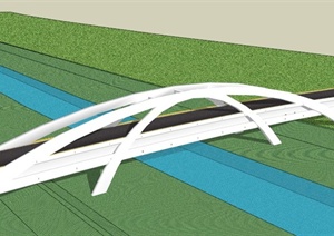 白色简约跨江大桥设计SU(草图大师)模型