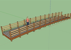 现代木栈道桥设计SU(草图大师)模型素材