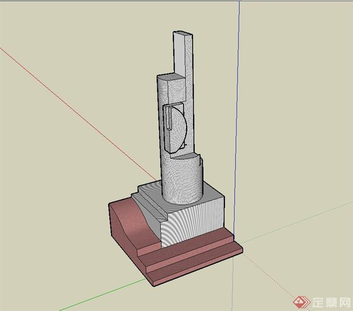 现代风格雕塑柱子设计su模型(1)