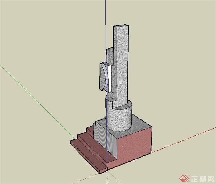 现代风格雕塑柱子设计su模型(2)