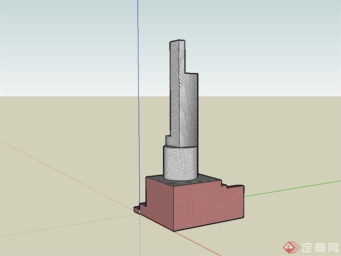 现代风格雕塑柱子设计su模型(3)