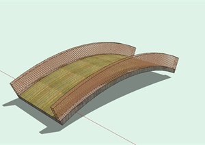 简约木拱桥设计SU(草图大师)模型
