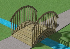 现代拱形木桥设计SU(草图大师)模型