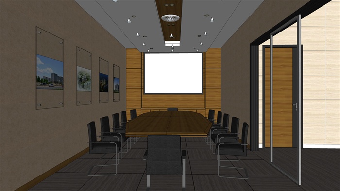 现代会议室设计SU模型