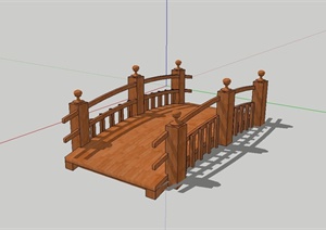 现代风格木质园桥设计SU(草图大师)模型