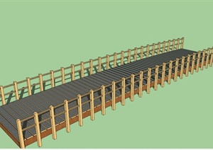 现代木栏杆园桥设计SU(草图大师)模型