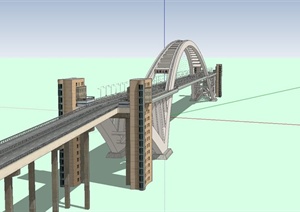 某现代风格交通大桥设计SU(草图大师)模型