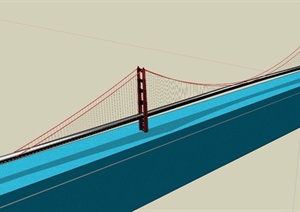 现代简约跨江大桥设计SU(草图大师)模型