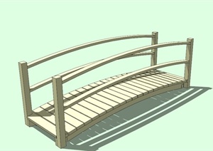 浅色木园桥设计SU(草图大师)模型素材