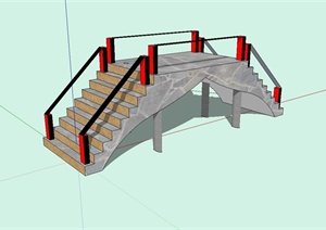 现代风格园林景观人行桥设计SU(草图大师)模型
