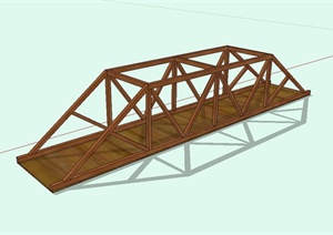 现代风格木质园林景观桥设计SU(草图大师)模型