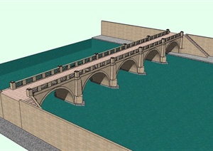 现代风人形过河桥设计SU(草图大师)模型