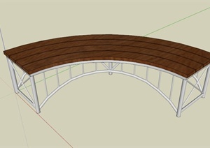 现代弧形木栈道园桥设计SU(草图大师)模型
