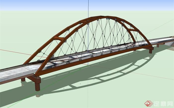 现代风格精致详细过江交通桥设计su模型(1)