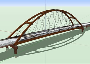 现代风格精致详细过江交通桥设计SU(草图大师)模型