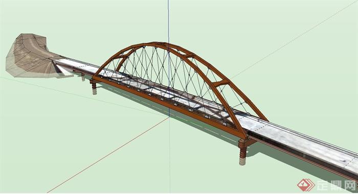 现代风格精致详细过江交通桥设计su模型(2)