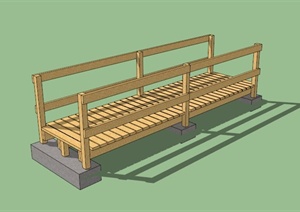 浅色木条拼接园桥设计SU(草图大师)模型