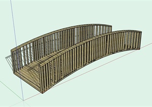 现代拱形木园桥设计SU(草图大师)模型