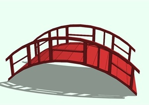 现代红木拱形园桥设计SU(草图大师)模型