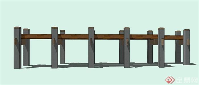 现代木栈道桥SU模型设计(3)