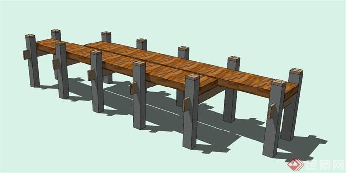 现代木栈道桥SU模型设计(1)