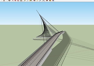 现代风格交通码头过江桥设计SU(草图大师)模型